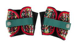 Chanel Tweed Fingerless Mittens, Leather/Fabric, Red/Green, 3*